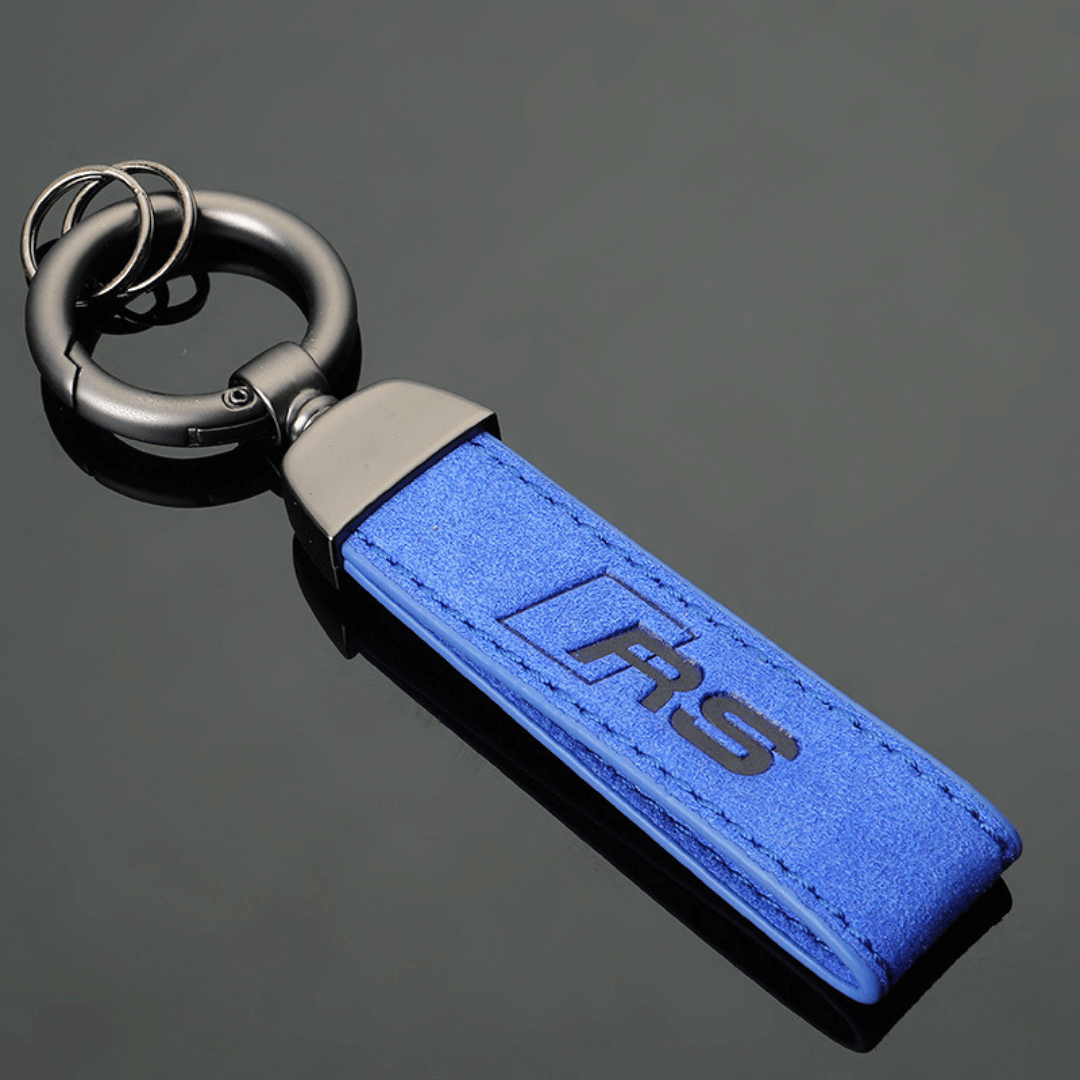 Blue RS suede keychain