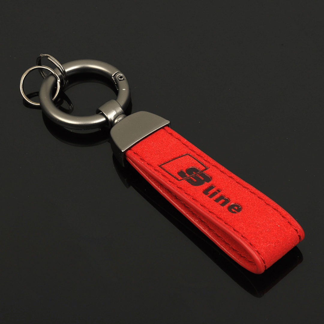 Red S line suede keychain