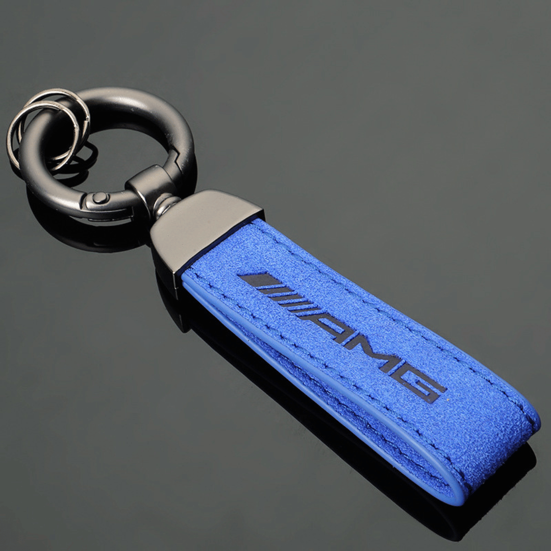 Blue AMG suede keychain